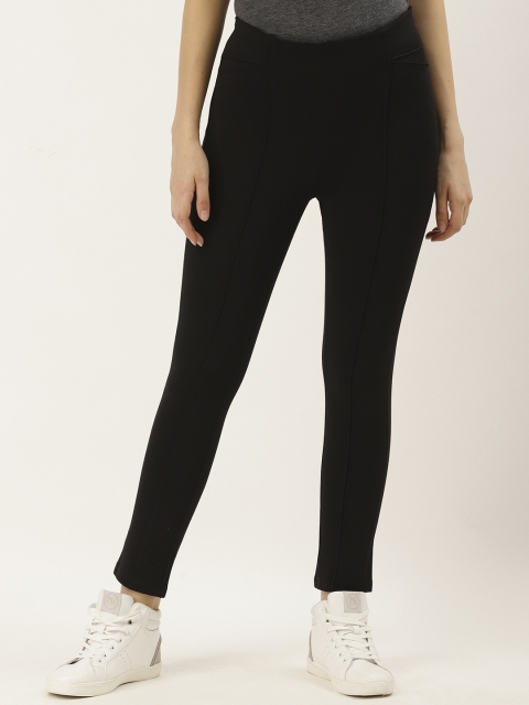 

urSense Women Black Solid Skinny Fit Treggings