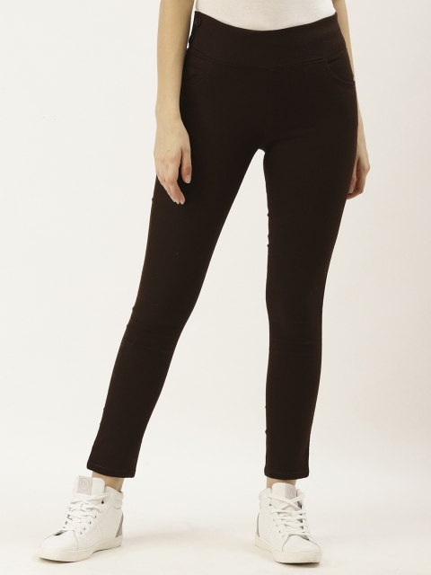 

urSense Women Coffee Brown Solid Skinny Fit Treggings