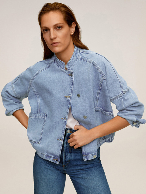 

MANGO Women Blue Solid Denim Sustainable Jacket