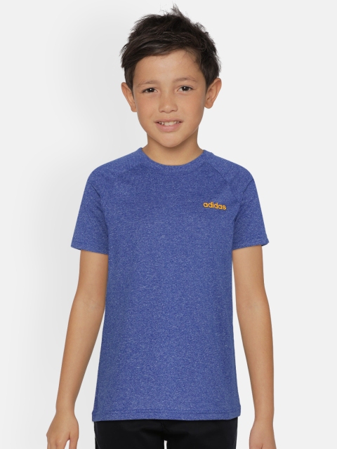 

ADIDAS Boys Blue Essential Linear Solid Round Neck T-shirt