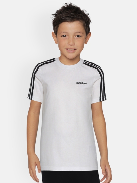 

ADIDAS Boys White & Black Essentials 3-Stripes Round Neck T-shirt