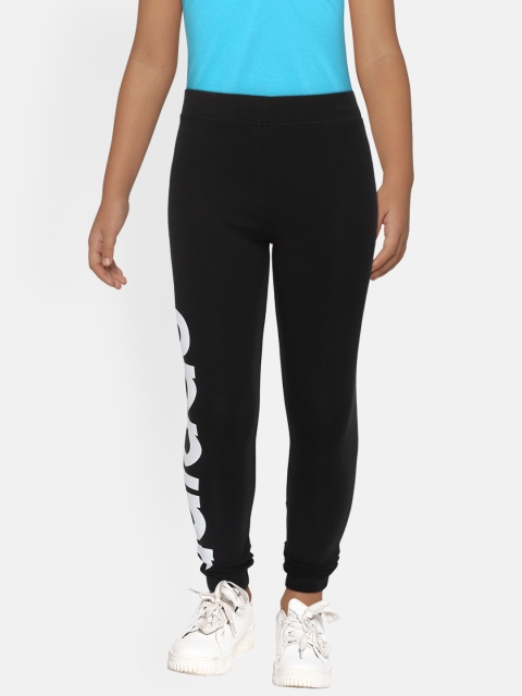 

ADIDAS Girls Black & White Brand Logo Print Essential Tights