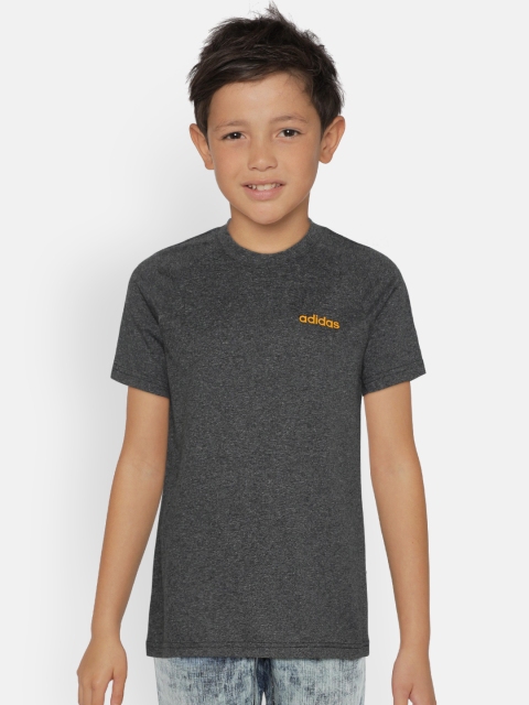 

ADIDAS Boys Charcoal Grey Essential Linear Solid Round Neck T-shirt