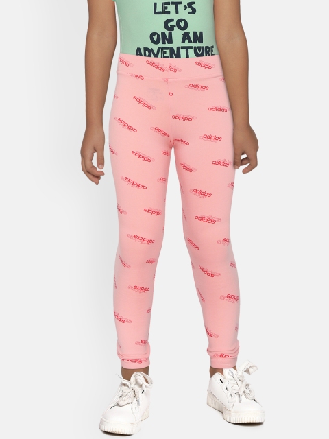 

ADIDAS Girls Pink Brand Logo Printed Favourite Tights