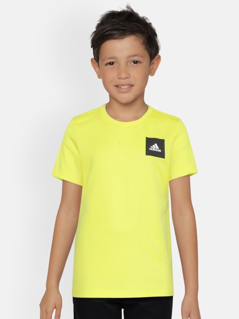 

ADIDAS Boys Yellow AEROREADY Round Neck Training T-shirt