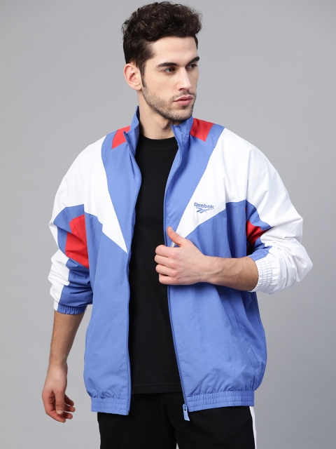 

Reebok Classic Men Blue & White Colourblocked INTL Sport Twin Vector Track Jacket