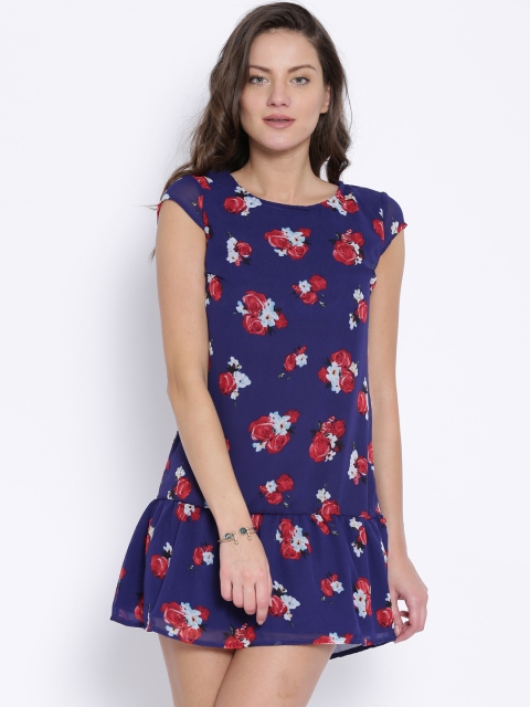 

Alibi Blue Floral Print Drop-Waist Dress