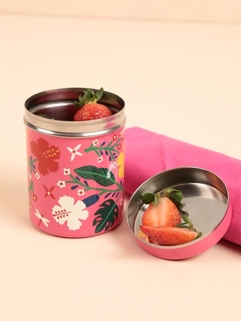 

Chumbak Pink & Green Hand-Painted Canister