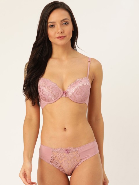 

MAKCLAN Women Dusty Pink Lace Lingerie Set K11013LD