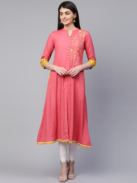 

RANGMAYEE Women Pink Solid A-Line Kurta