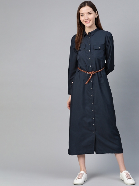 

Mast & Harbour Women Navy Blue Solid Shirt Dress