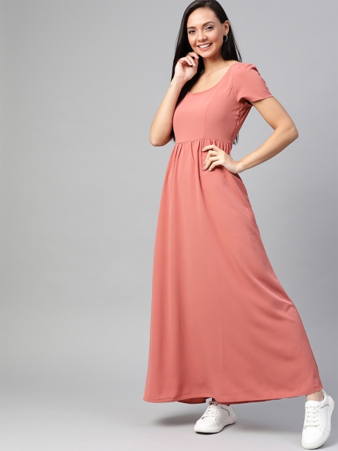 

Mast & Harbour Women Pink Solid Maxi Sustainable ECOVERO Dress