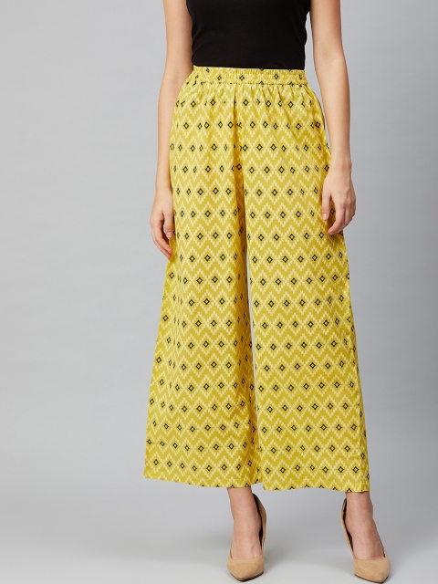 

Sringam Women Yellow & Black Printed Straight Palazzos