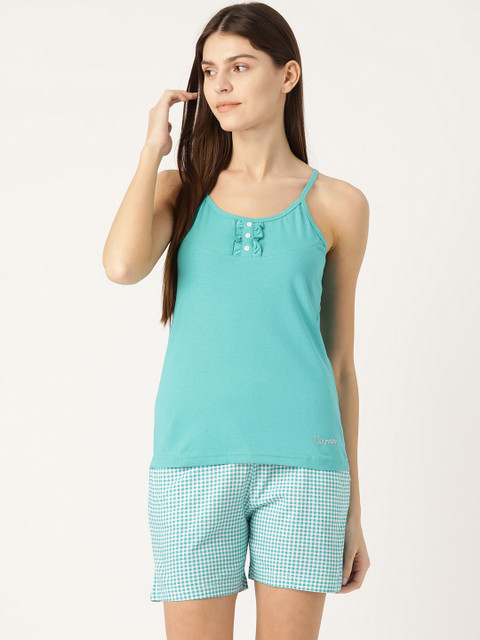 

Kanvin Women Blue Solid Nightsuit