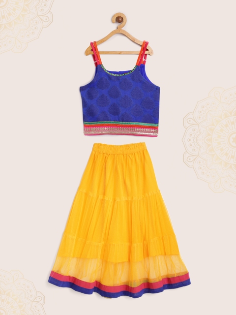 

Twisha Girls Blue & Yellow Ready to Wear Lehenga with Blouse