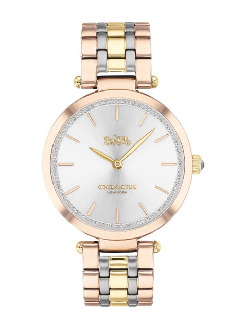 

Coach Women Rose Gold Bracelet Style Stainless Steel Analogue Watch, Silver