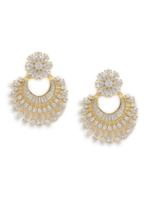 

LAIDA Gold-Plated Crescent Shaped American Diamond Studded Chandbalis