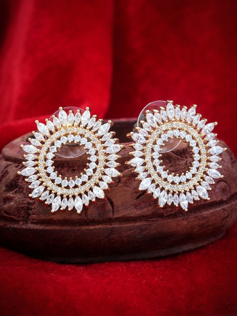 

LAIDA Gold-Plated American Diamond Embellished Circular Studs