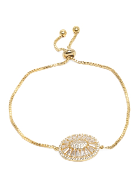 

LAIDA Gold-Toned Gold Plated Zircon Oval Pendant Bracelet