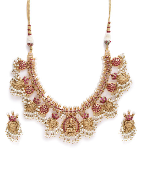 

LAIDA Gold-Toned Antique Goddess Lakshmi Jewellery Set