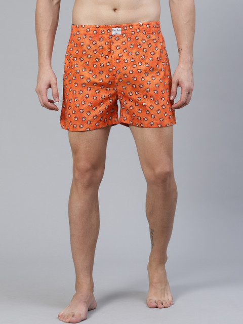 

East Ink Men Orange & White Quirky Digital Printed Pure Cotton Boxers EIBXCO040