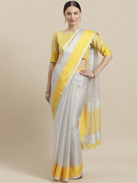 

Saree mall Grey Zari Self-Checked Saree