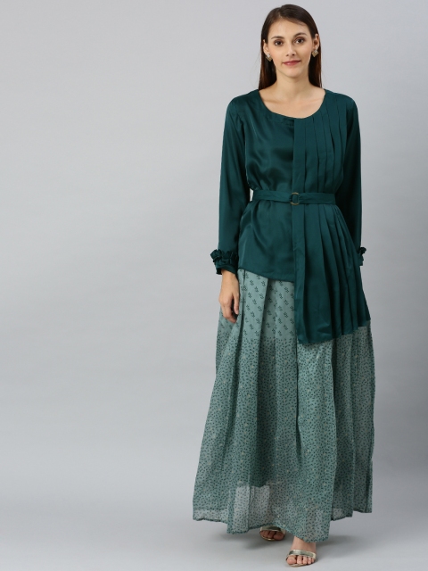 

Indo Era Green Printed Ready to Wear Lehenga with Blouse