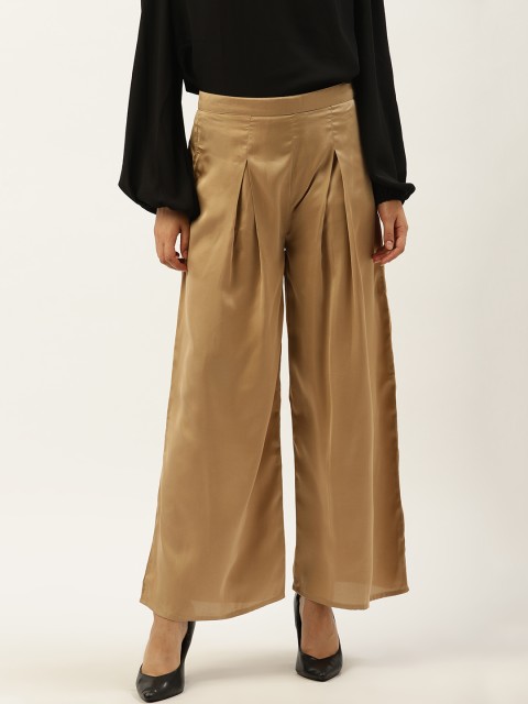 

Cottinfab Women Beige Comfort Flared Solid Parallel Trousers