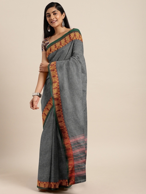 

Pavechas Grey Pure Cotton Solid Venkatgiri Saree