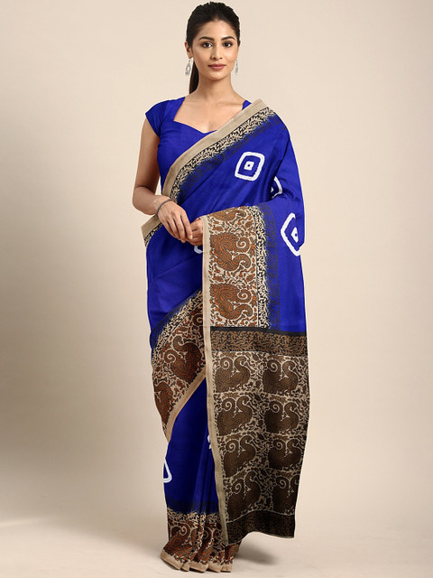 

Pavechas Purple & Beige Polycotton Printed Mangalagiri Saree