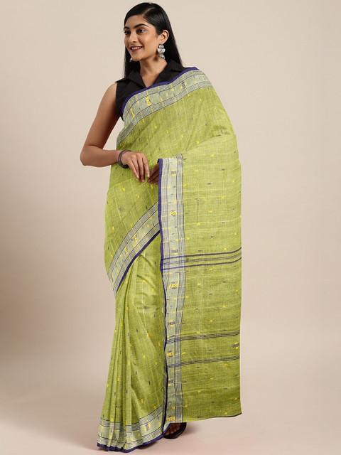 

Pavechas Green Pure Cotton Woven Design Taant Saree