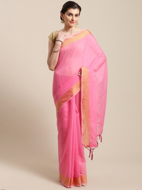 

Nanda Silk Mills Pink Solid Saree