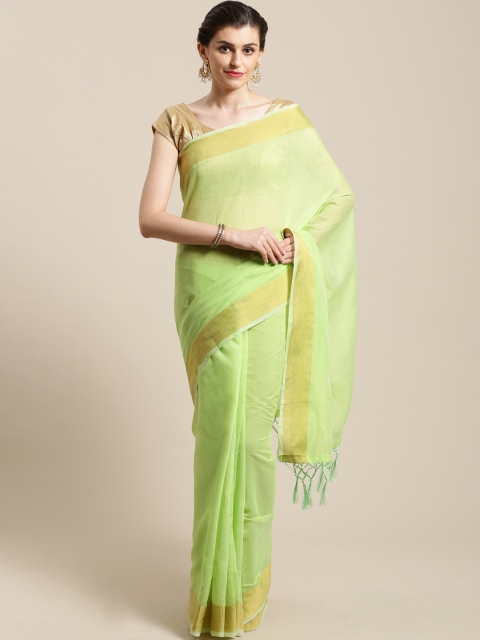 

Nanda Silk Mills Lime Green Solid Saree