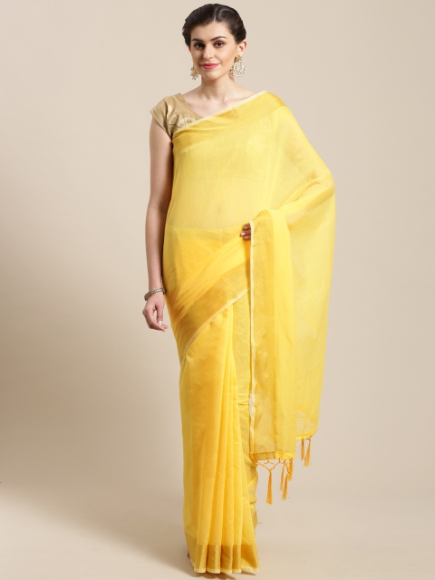 

Nanda Silk Mills Yellow Solid Saree