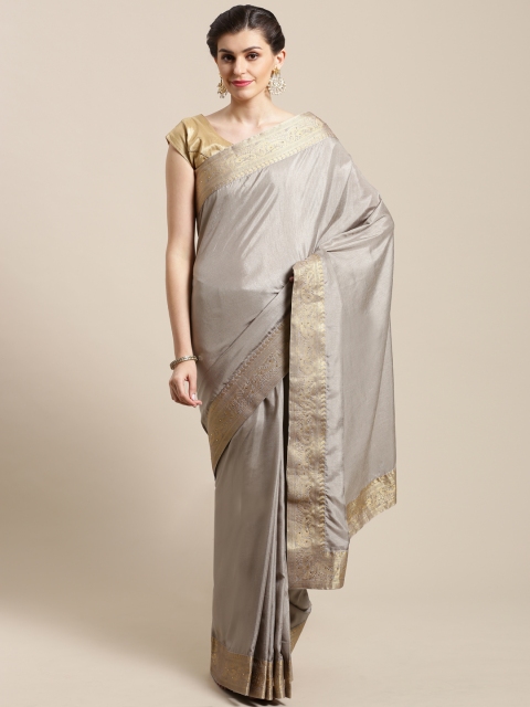 

Nanda Silk Mills Grey Solid Saree