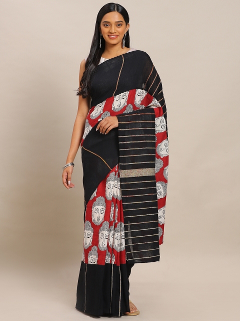 

Mitera Black & Maroon Pure Cotton Printed Pure Handwoven Khadi Saree