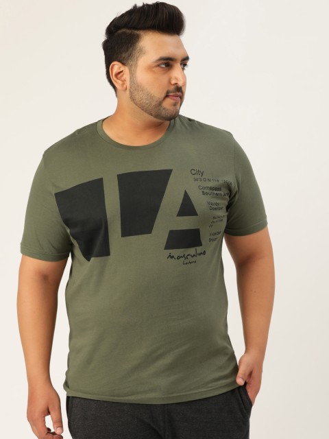 

Masculino Latino Men Olive Green & Black Printed Round Neck T-shirt