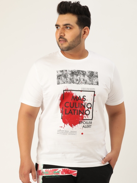 

Masculino Latino Men White & Red Printed Round Neck T-shirt