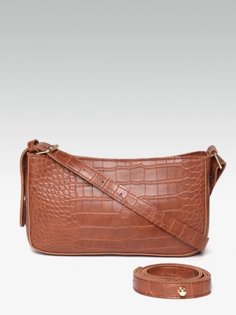 

20Dresses Women Brown Croc Textured Sling Bag