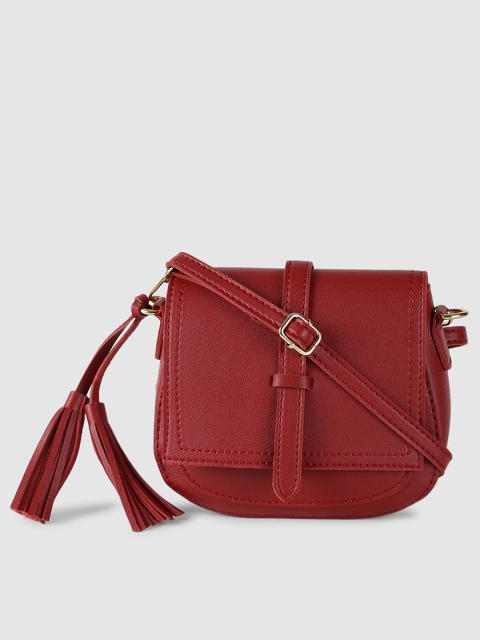 

20Dresses Red Solid Tasselled Sling Bag