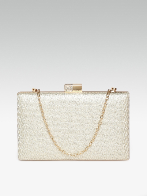 

20Dresses Gold-Toned & Off-White Woven Design Box Clutch