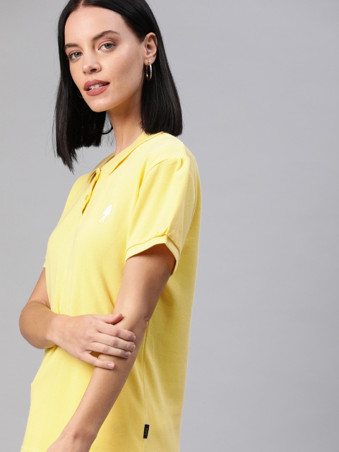 

Zalza Women Yellow Solid Polo Collar T-shirt