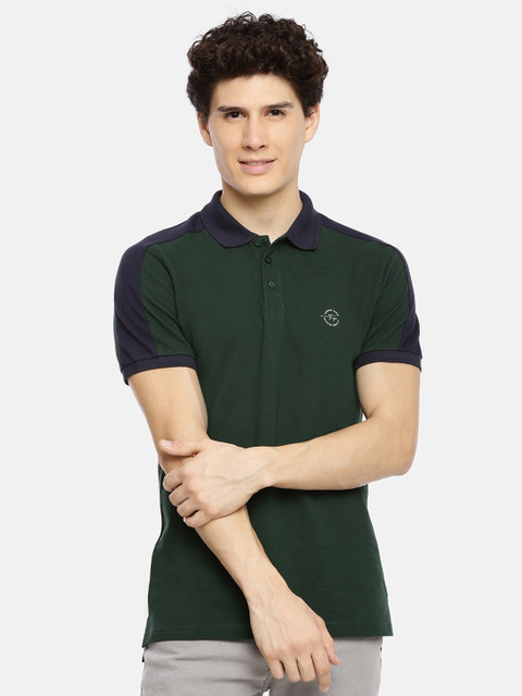 

The Indian Garage Co Men Green Solid Polo Collar T-shirt