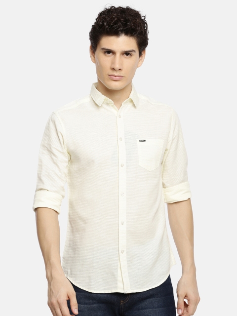 

The Indian Garage Co Men Cream Slim Fit Self Design Casual Shirt