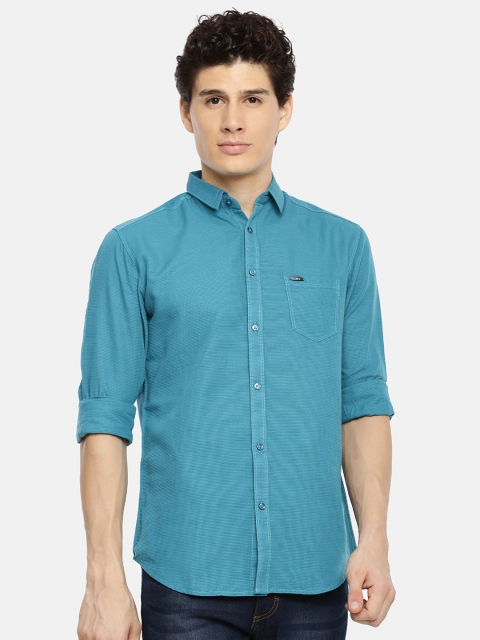 

The Indian Garage Co Men Teal Blue Slim Fit Solid Casual Shirt