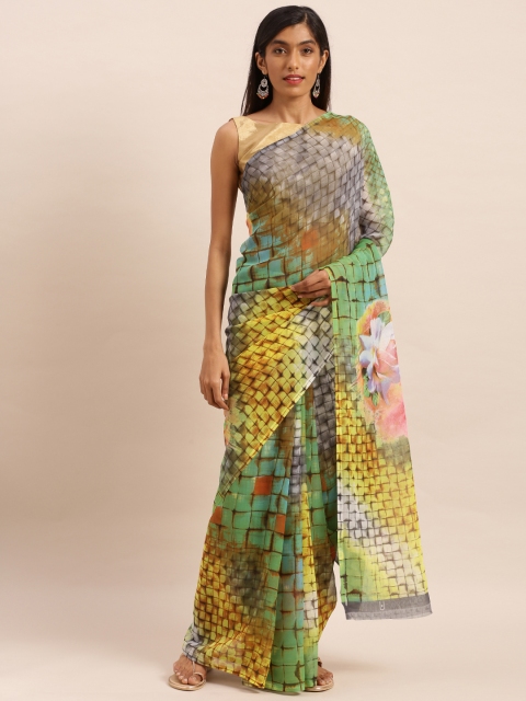 

KALINI Multicoloured Abstract Printed Pure Chiffon Saree, Multi