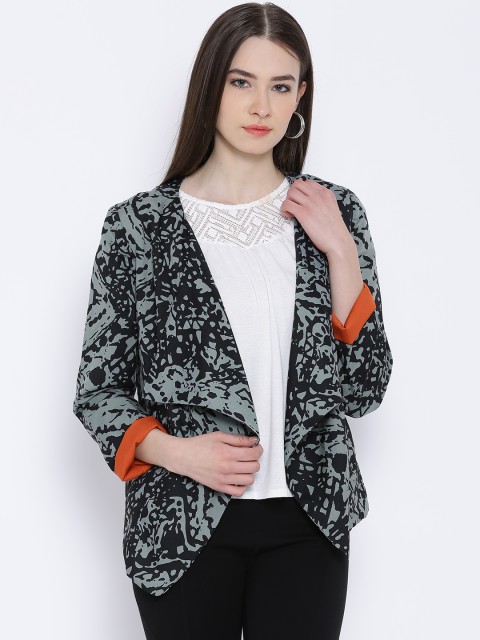 

Satya Paul Grey & Black Printed Front-Open Jacket