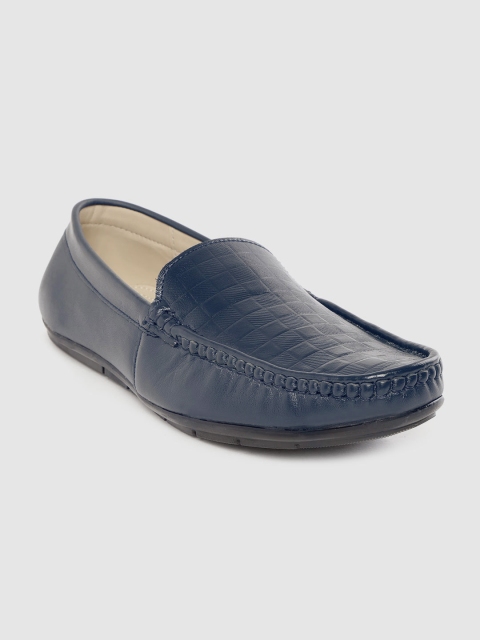 

LOUIS STITCH Men Navy Blue Textured Handmade Leather Loafers