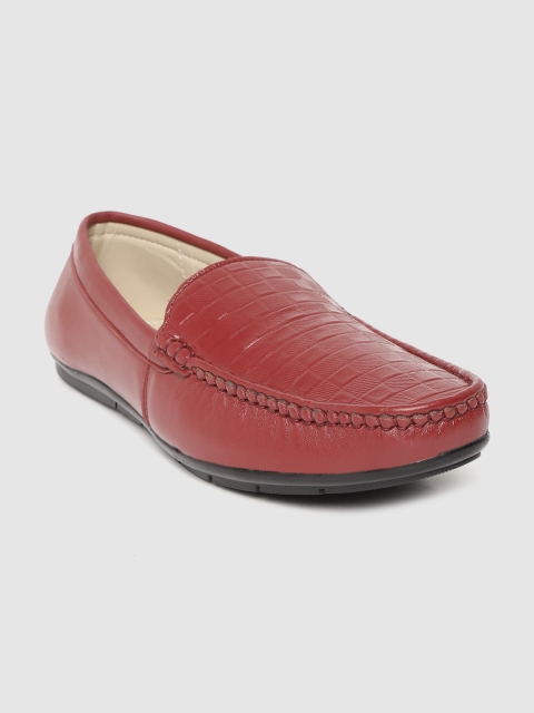 

LOUIS STITCH Men Red Textured Handmade Leather Semi-Formal Slip-Ons