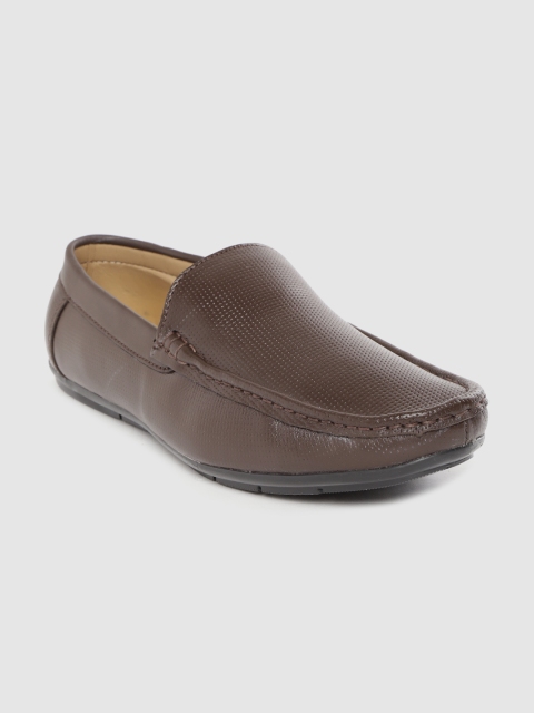 

LOUIS STITCH Men Coffee Brown Textured Handmade Leather Semi-Formal Slip-Ons